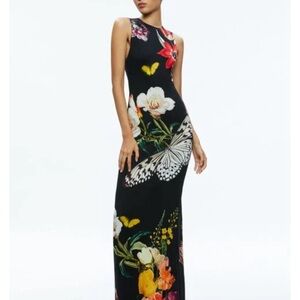 Alice + Olivia long floral racerback low back dress